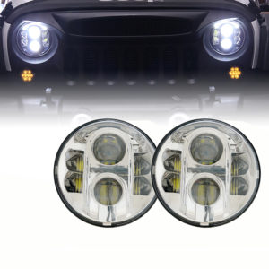 Xprite 7" 120W CREE LED G4 Chrome Projector Headlights For 1997-2018 Jeep Wrangler