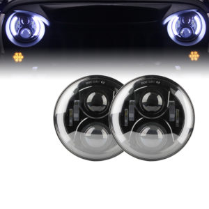 Xprite 7" 80W LED Projector G2 Headlights With Side Halos For 1997-2018 Jeep Wrangler